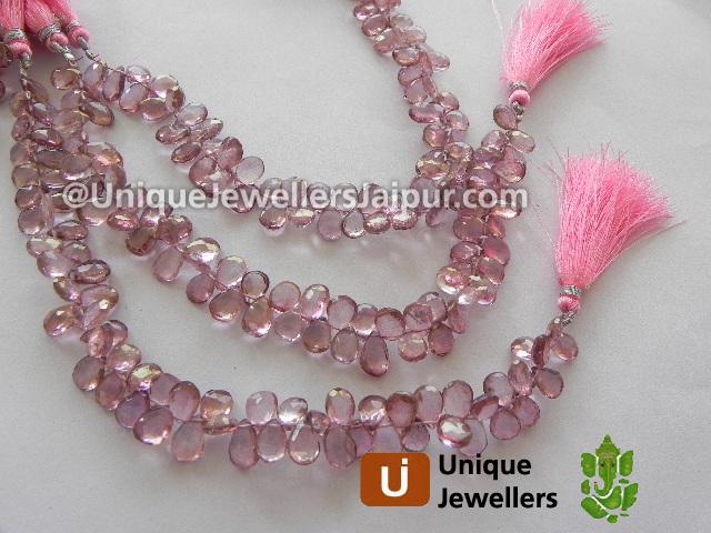 Pink Quartz Faceted Pear Beads